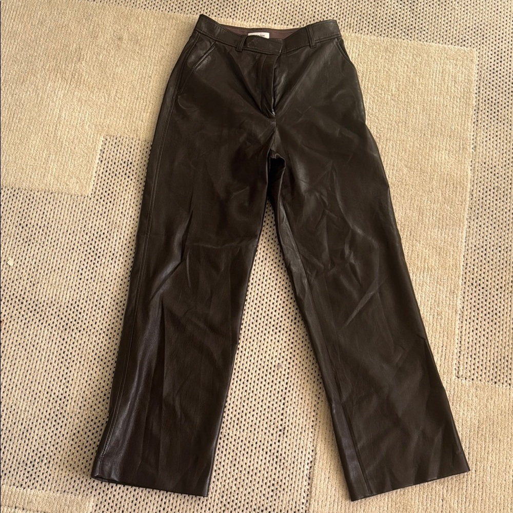 Like New Babaton Dark Chocolate Brown Vegan Leather Pant 6